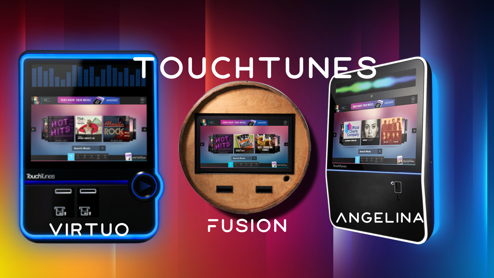 Jukeboxes placed by Social Amusements — TouchTunes & AMI, authorized.